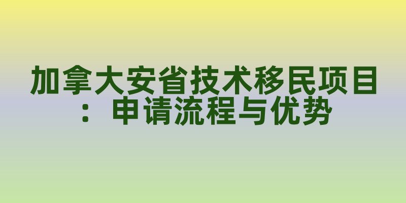 加拿大安省技术移民项目：申请流程与优势