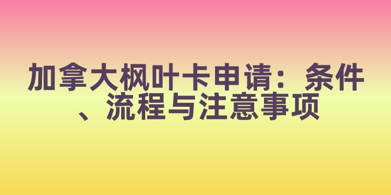 加拿大枫叶卡申请：条件、流程与注意事项