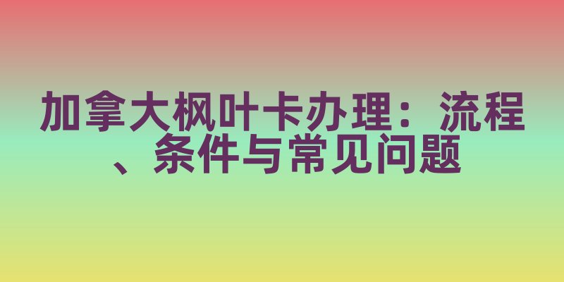 加拿大枫叶卡办理：流程、条件与常见问题