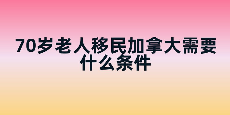 70岁老人移民加拿大需要什么条件