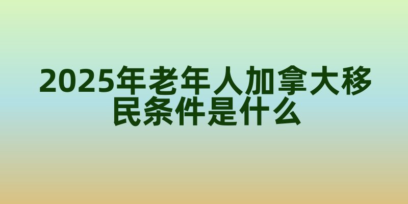 2025年老年人加拿大移民条件是什么