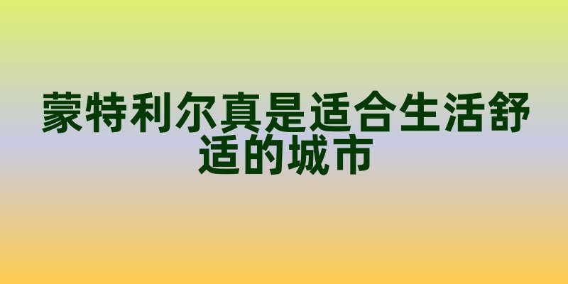 蒙特利尔：一座适合生活的舒适之城