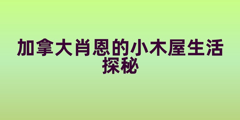 加拿大肖恩的小木屋生活探秘